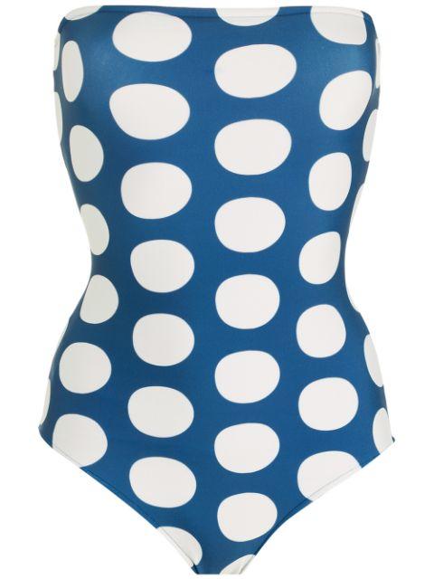 Pois Compose Strapless Swimsuit