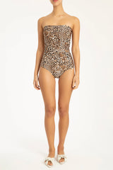 Leopard Strapless Frilled Swimsuit