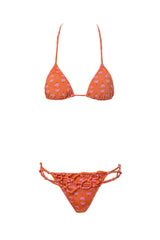 Our exclusive Martini Glass Glass print in its orange version adds a special charm to this bikini set
