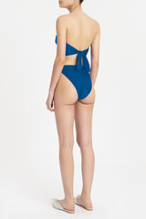 Matelasse Strapless High-leg Bikini Turquoise Back