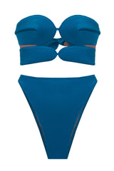 Matelasse Strapless High-leg Bikini Turquoise Product