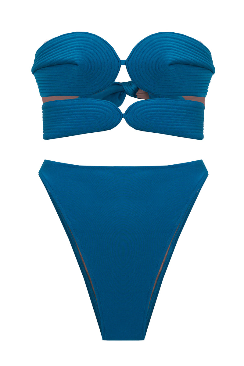 Matelasse Strapless High-leg Bikini Turquoise Product