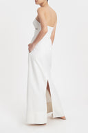 Matelasse Strapless Long Dress Off White Back