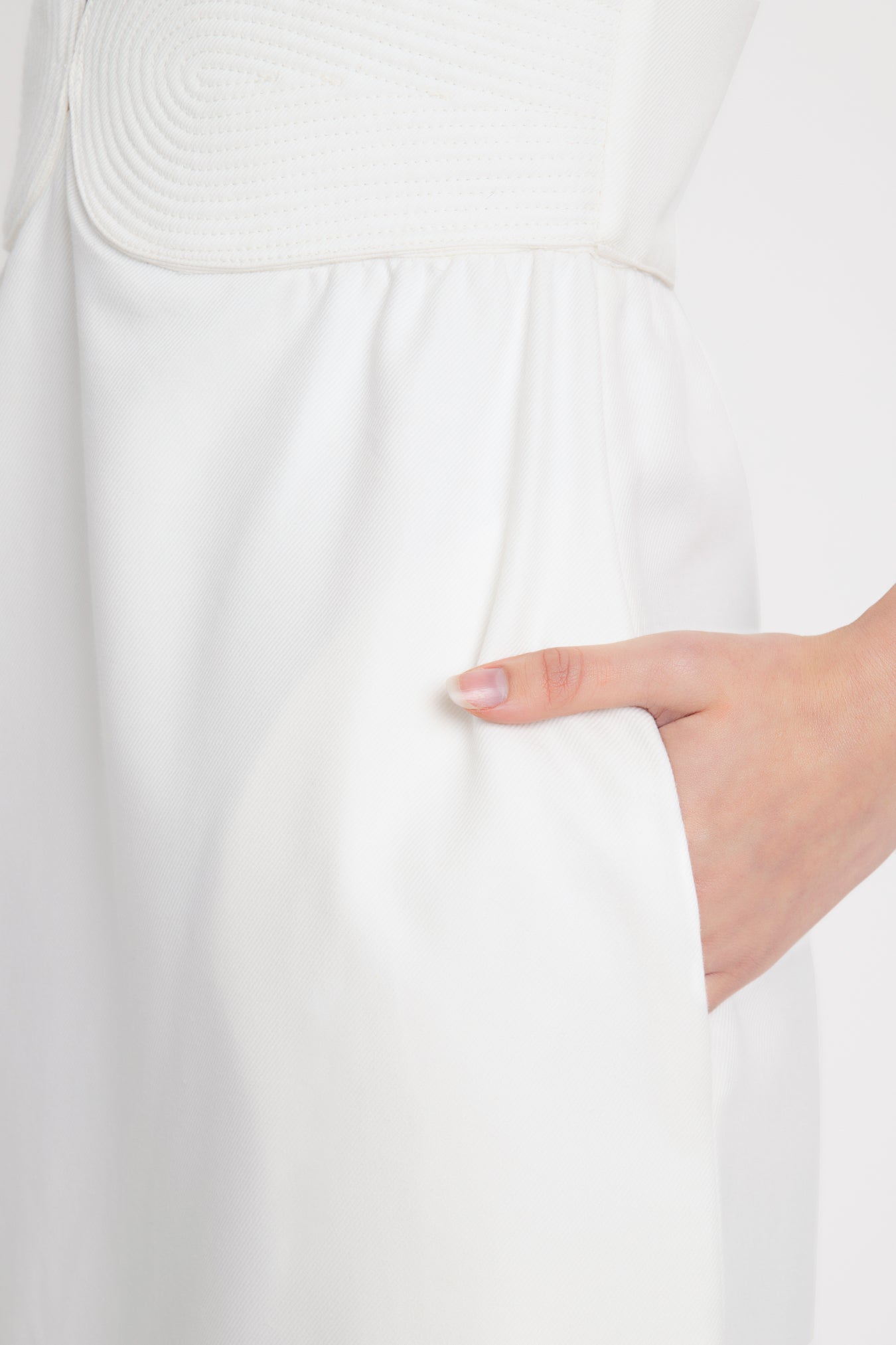 Matelasse Strapless Long Dress Off White Detail