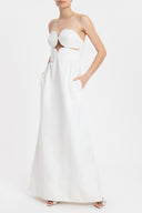 Matelasse Strapless Long Dress Off White Front