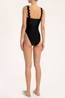 Moves Black High-Leg Swimsuit with Straps Back