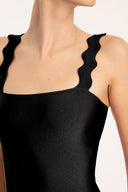 Moves Black High-Leg Swimsuit with Straps Detail