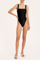 Moves Black High-Leg Swimsuit with Straps Front
