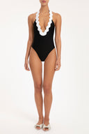 Moves Black High-leg Halterneck Swimsuit Front