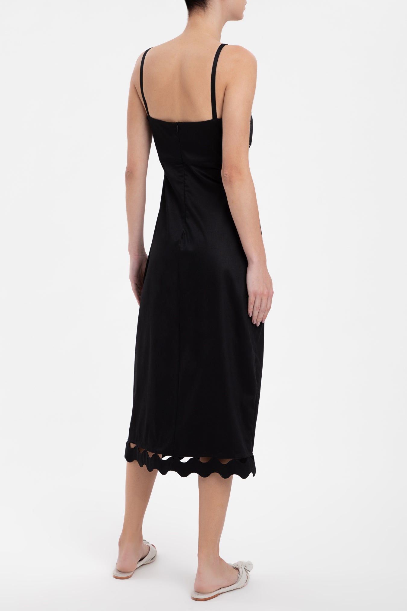 Moves Black Midi Dress With Straps Back