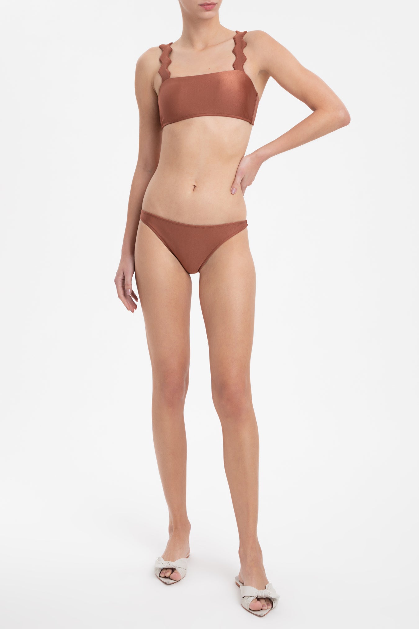 Moves Brown Cropped Bikini With Straps Front 2