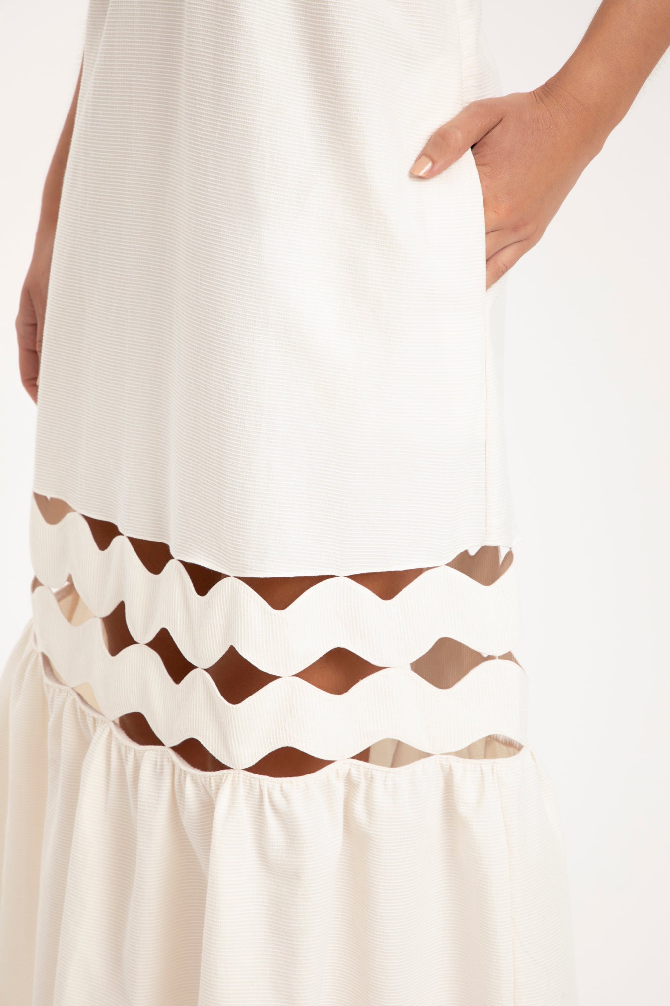 Moves Off White Midi Dress With Straps Detail 2