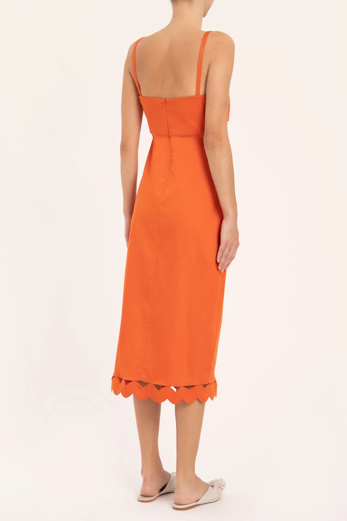 Moves Orange Midi Dress With Straps Back