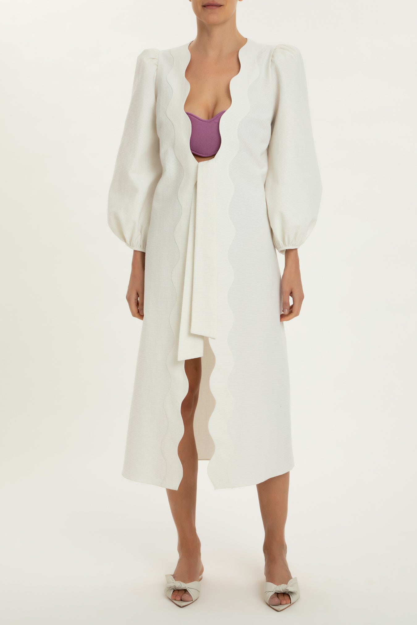 Moves Puff-Sleeved Midi Robe Front