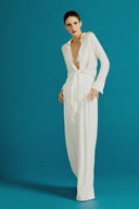Adriana Degreas has an elegant approach to beach wear with key pieces like this wide leg silhouette silk pants
