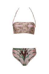 Our exclusive symmetric Art-Nouveau Swan meets this charming, vintage inspired set, featuring a style V-cut bottom and a bandeau top