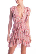 Pink Aloe Ruffled Short Dress Detail