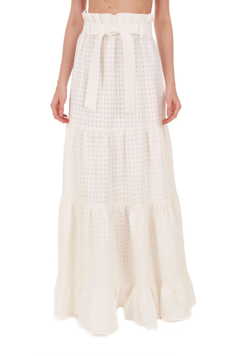 This long clochard skirt is cut from linen and inspired by landscapes from Italian city Portofino
