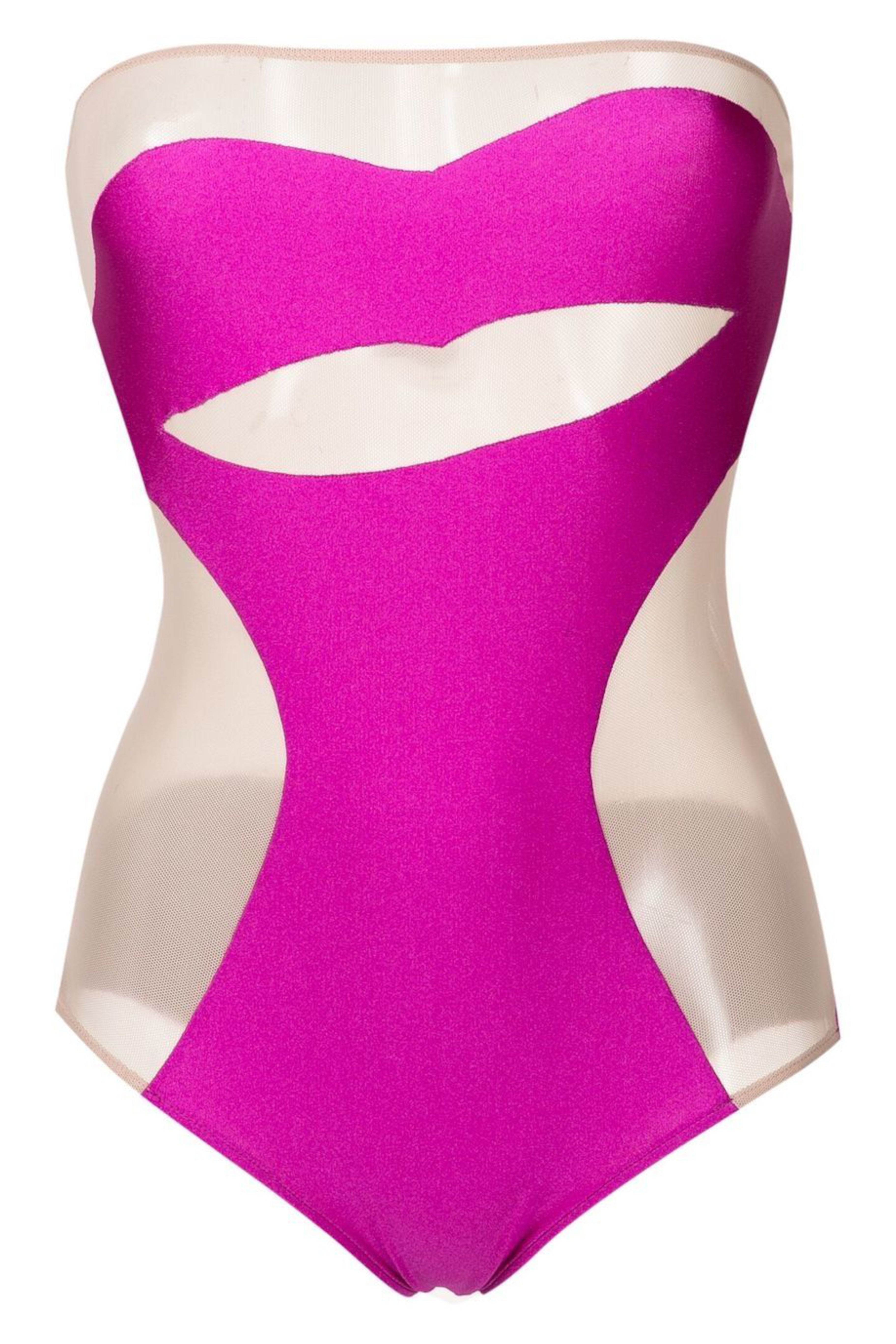 Lipstick Solid Strapless Tulle Swimsuit Product