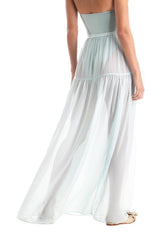 Solid Frilled Long Skirt