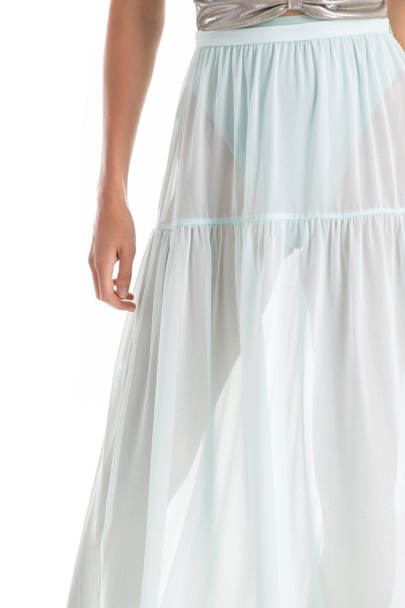 Solid Frilled Long Skirt