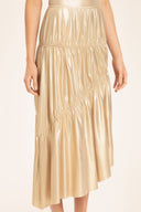Metallic Frilled Midi Skirt