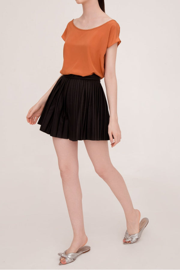 Faux Leather Pleated Shorts