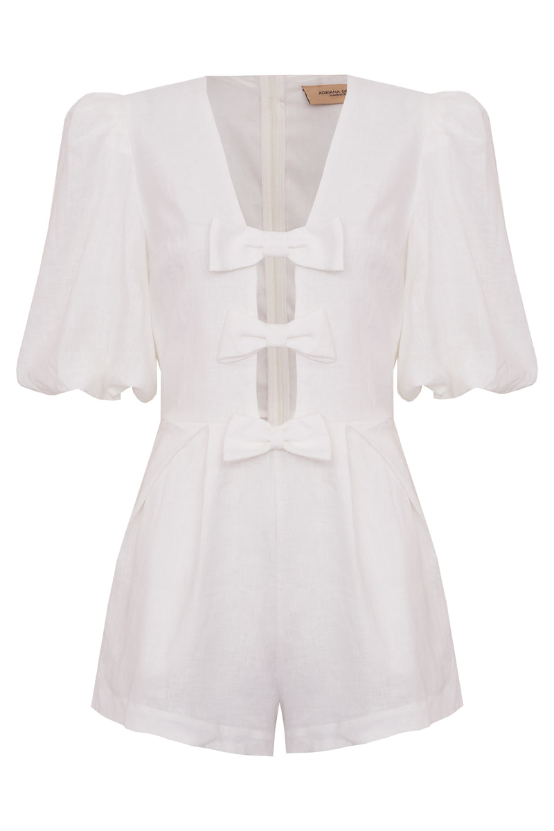 Fantasy Solid Playsuit with Bows