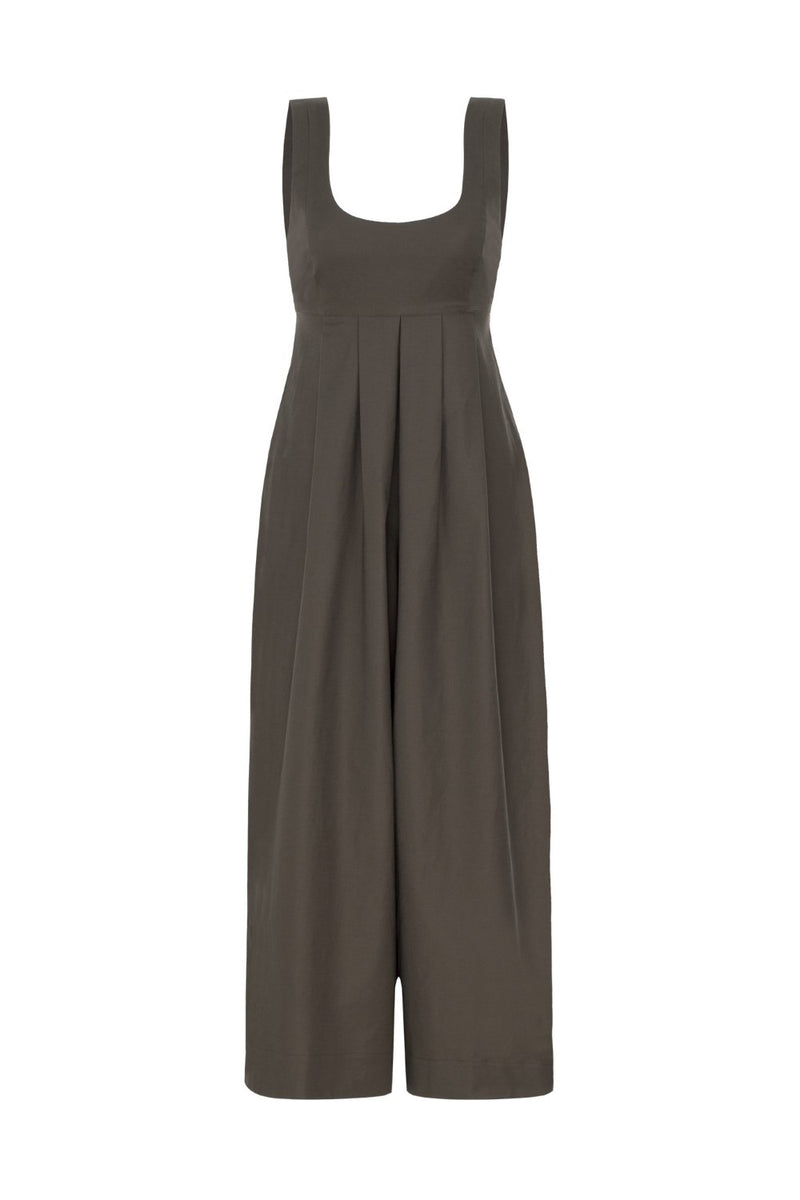 Look for smart and versatile resort pieces like this jumpsuit made from cotton, self-tie back straps and loose culotte legs