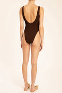 Seersucker Swimsuit With Straps Back