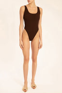 Seersucker Swimsuit With Straps Front