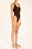 Seersucker Swimsuit With Straps Side