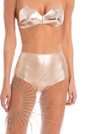 This Soleil skirt and hot pants set, is made for a sim fit with high-rise waist and features a transparent tulle fabric