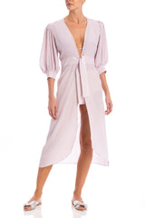 This timeless and elegant robe was inspired by Italian Riviera, is crafted from silk and falls to a midi length