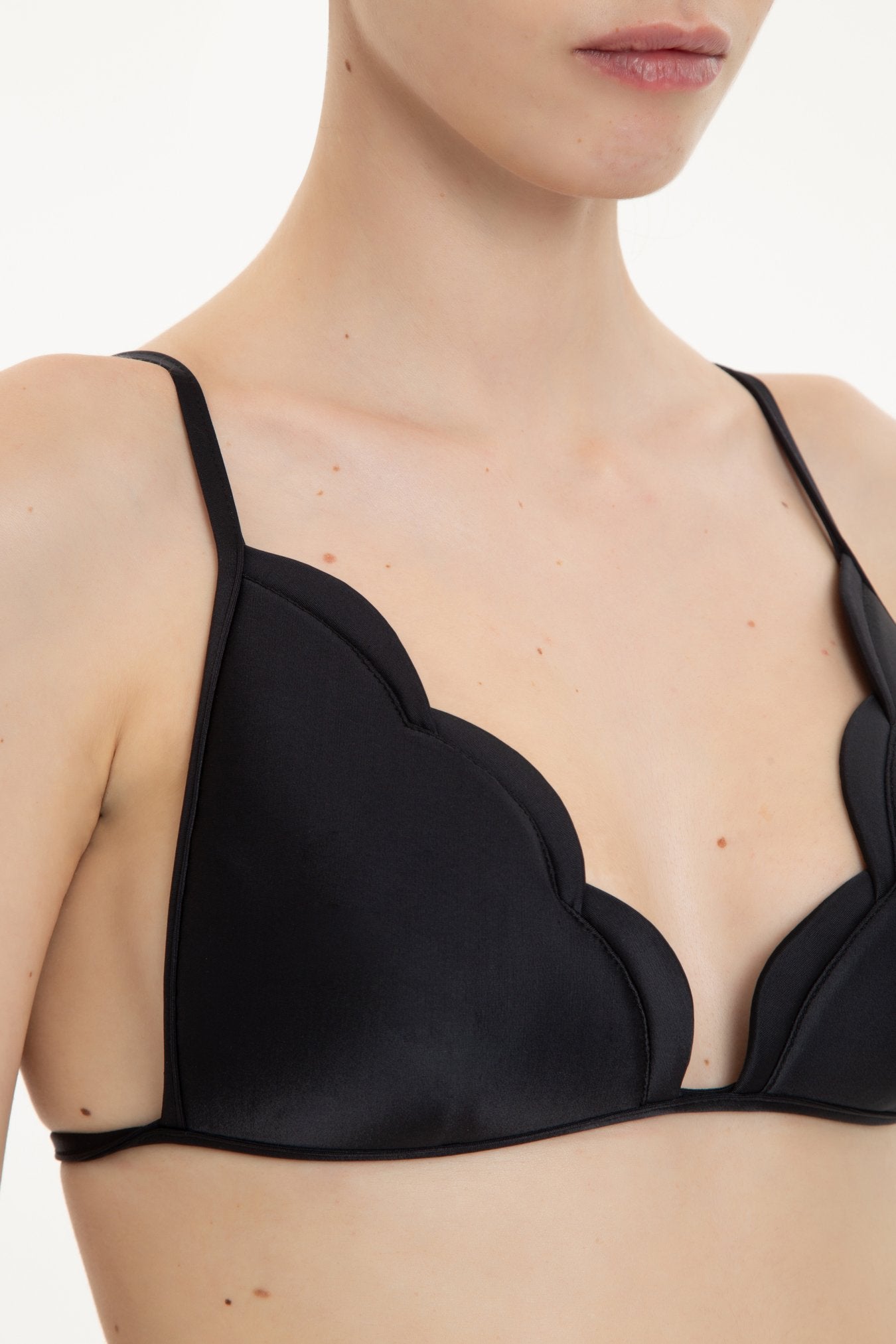 Solid Black Bikini With Straps Detail