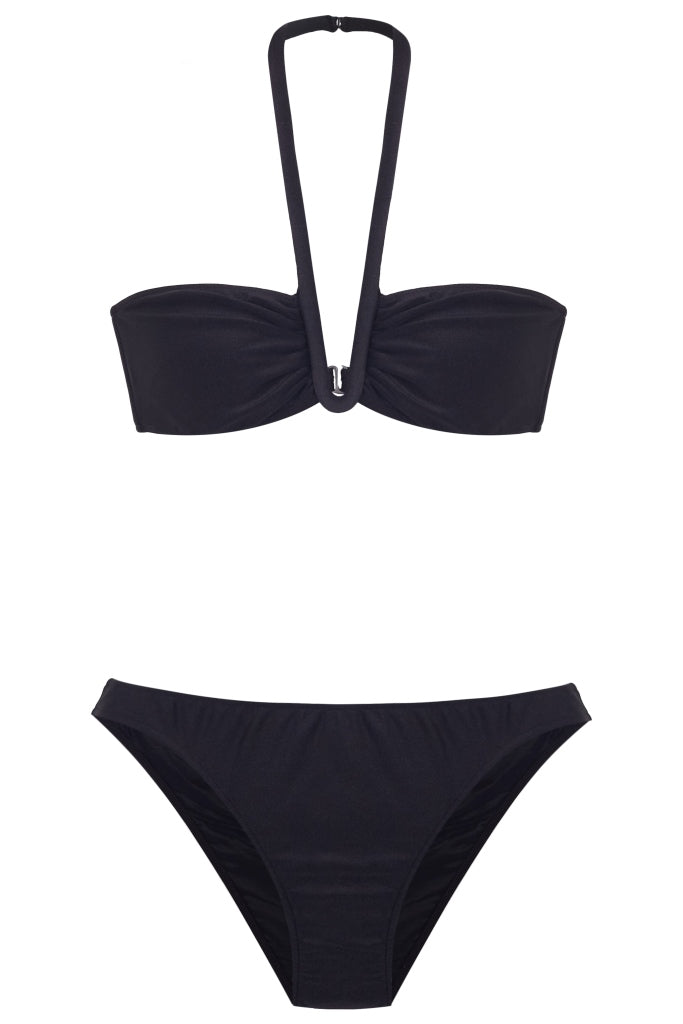Solid Black Halterneck Frilled Bikini Product