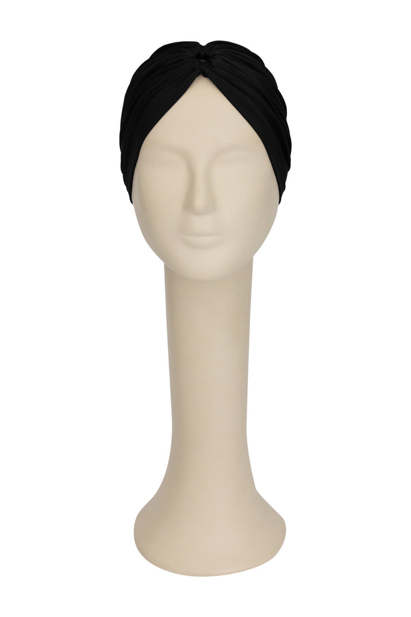 Solid Black Turban Front