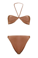 Solid Carre Vintage Brown High-leg Halterneck Bikini Product