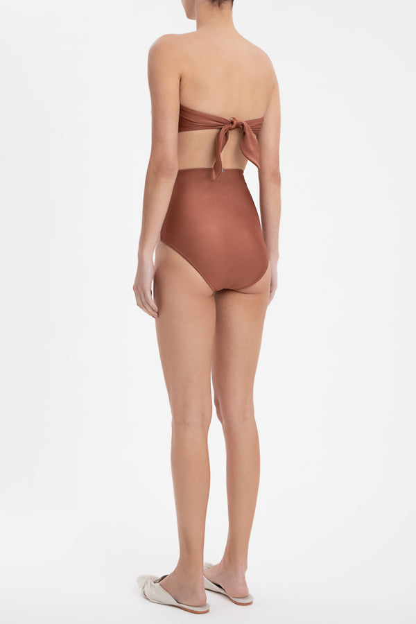 Solid Carre Vintage High-Waisted Matelasse Bikini Back