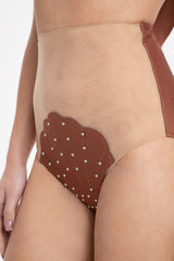 Solid Carre Vintage High-Waisted Matelasse Bikini Bottom Detail