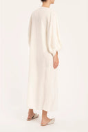Solid Carre Vintage Off White Long Robe Back