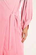 Solid Carre Vintage Pink Long Robe Detail