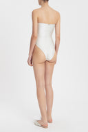 Solid Carre Vintage Strapless Swimsuit Back