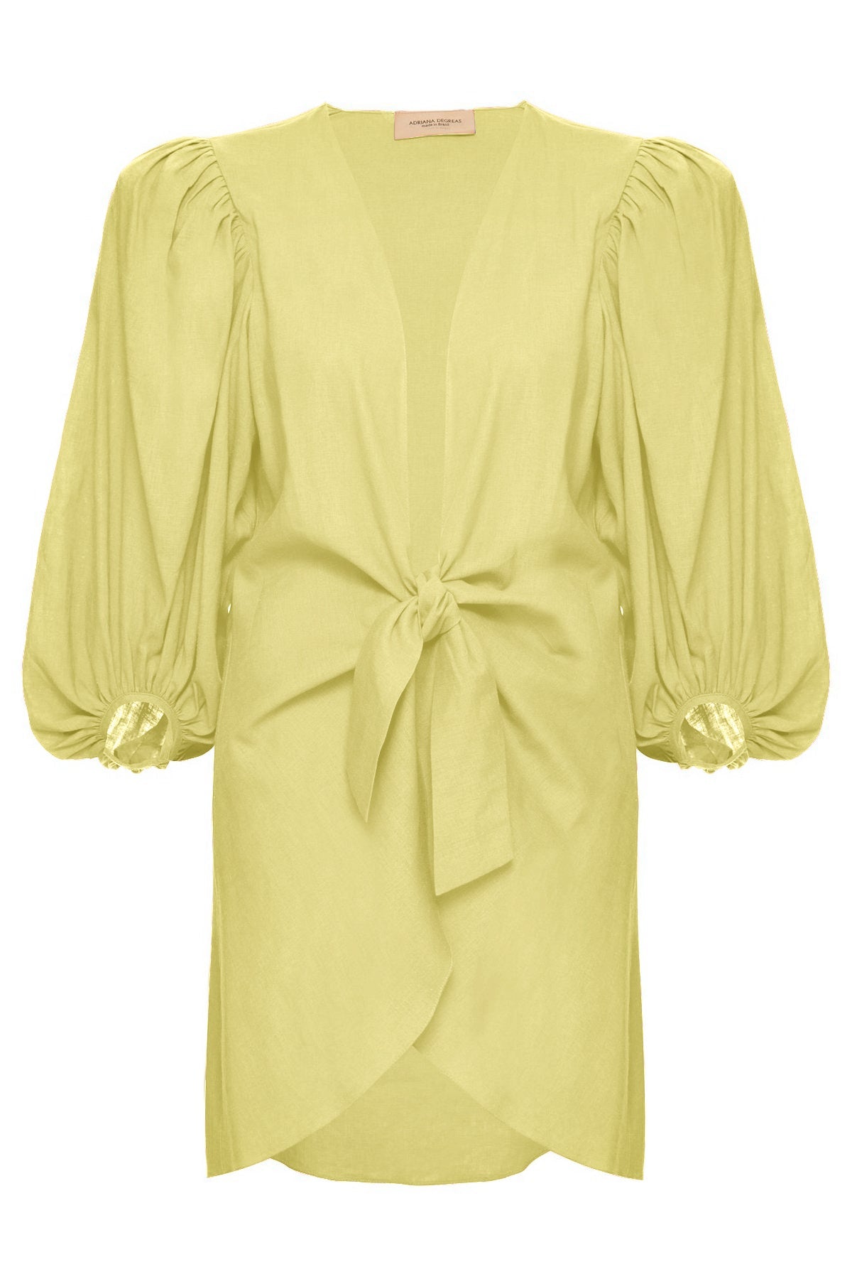 Solid Citrus Shirt With Voluminous Sleeves And Knot Product