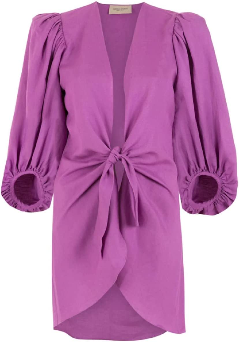 Solid Fuchsia Shirt With Voluminous Sleeves And Knot Product