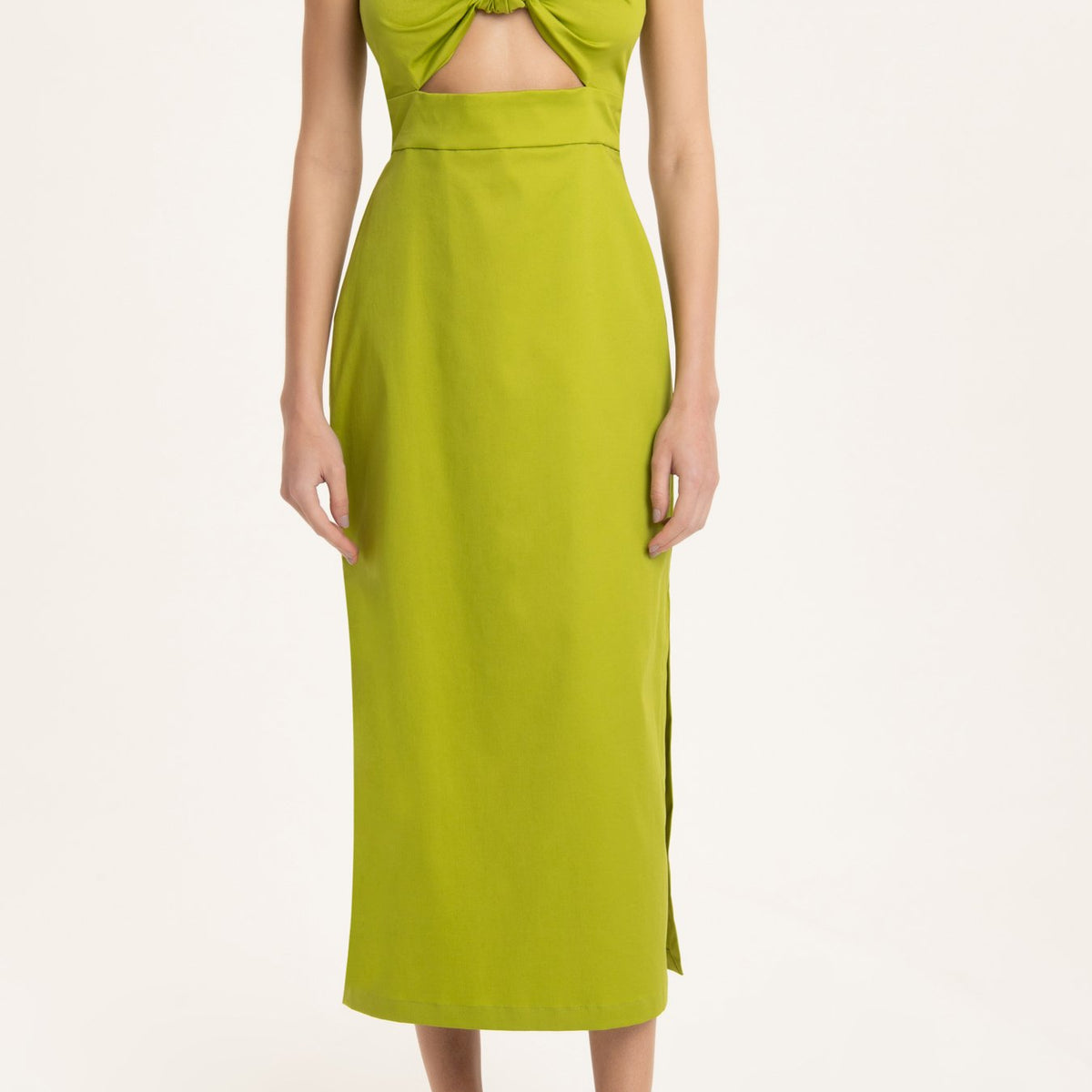 Women's Solid Cut-Out Midi Dress | Color: Green | Size: Large by Adriana Degreas Women's Solid Cut-Out Midi Dress | Color: Green | Size: Large by Adriana Degreas