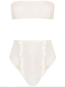 Solid High-leg Bandeau Bikini With Buttons Off White Product