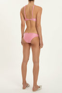 Solid Keyhole Pink Bikini With Straps Back