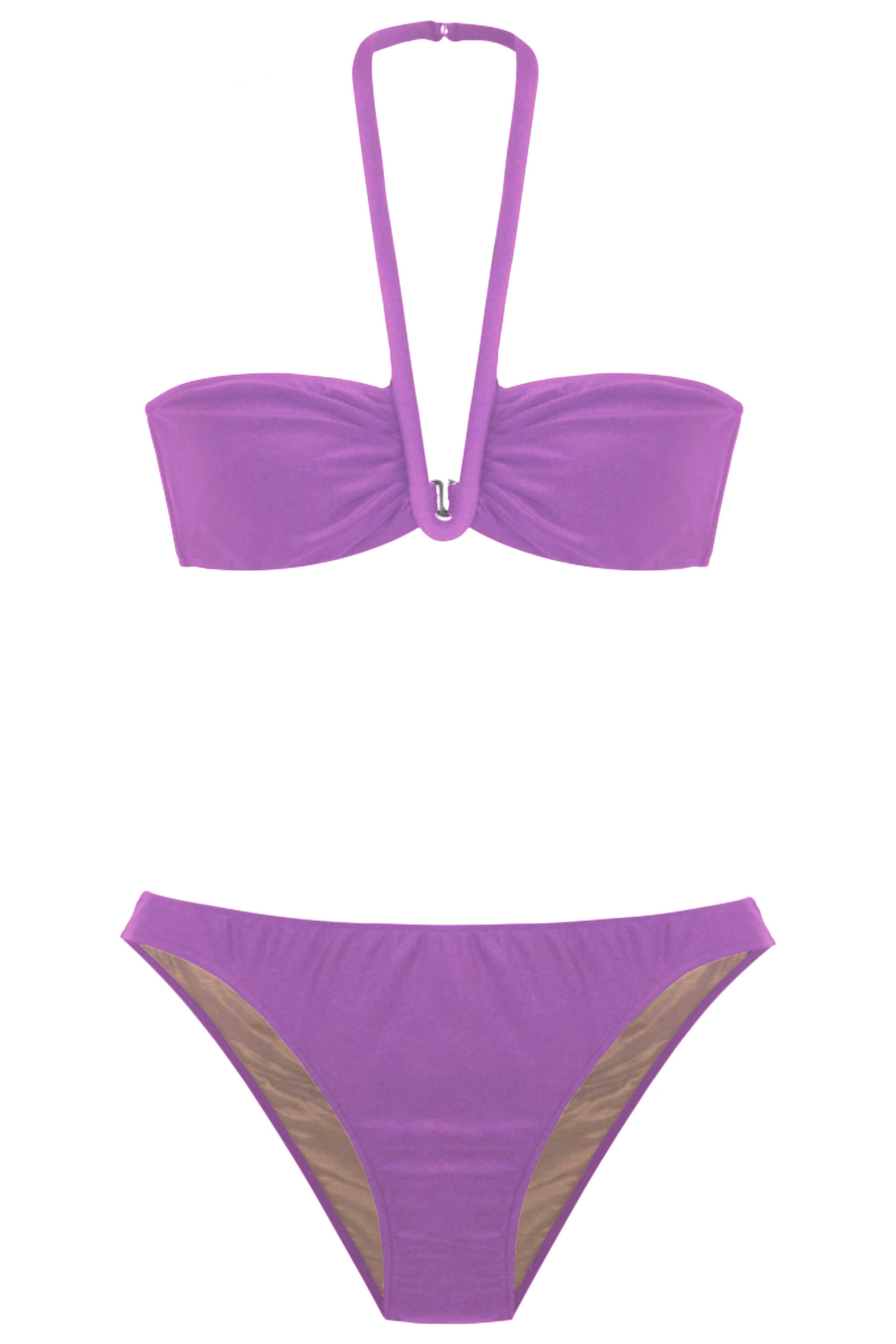 Solid Lilac Halterneck Frilled Bikini Product