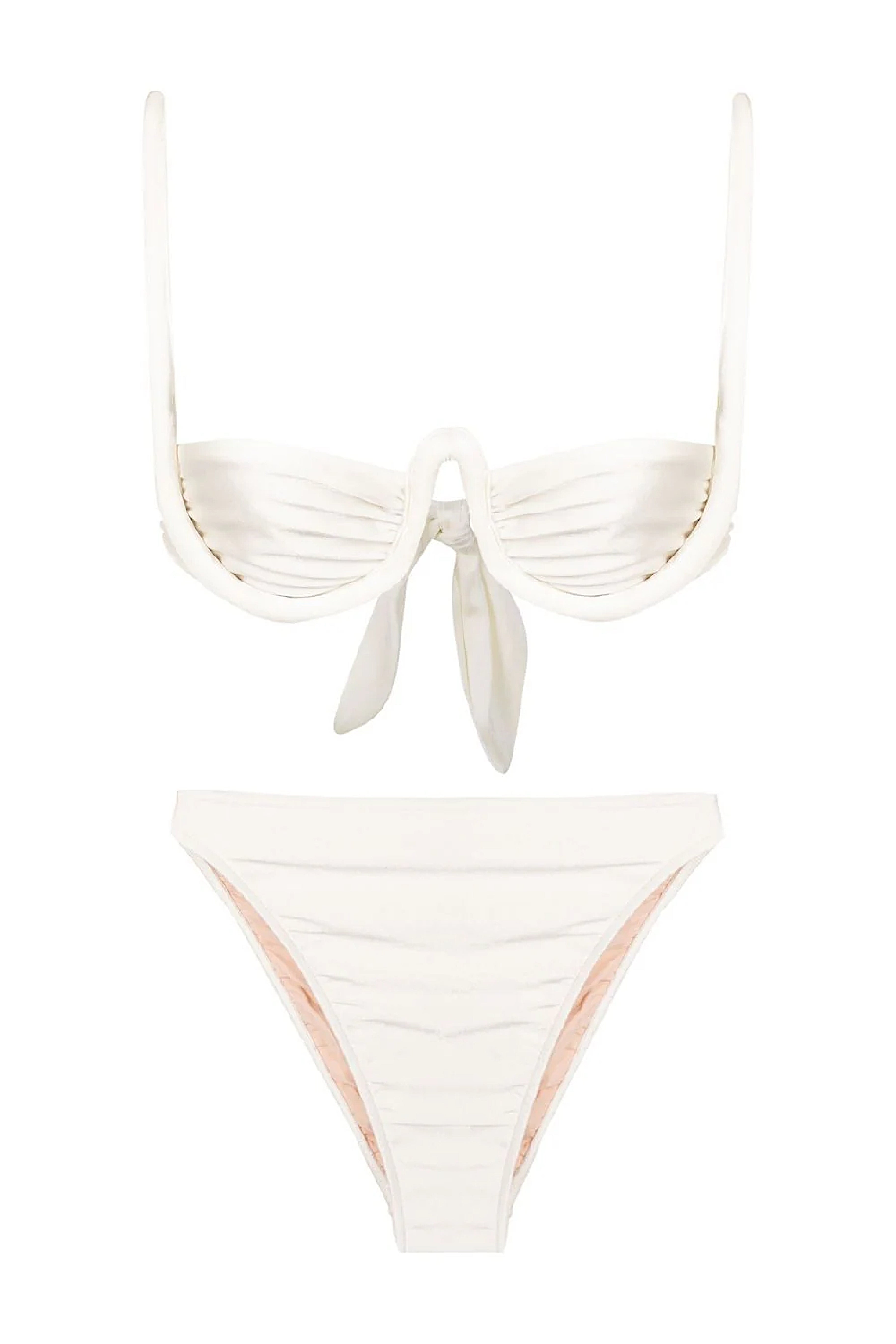 Solid Off White High-leg Bikini With Straps Product